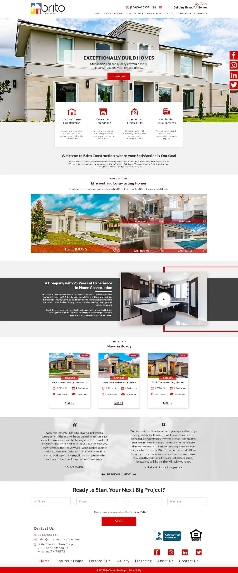 Brito Construction website